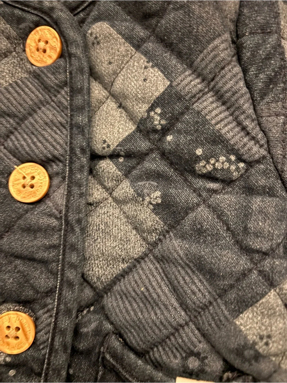 Quilted Navy Cotton Jacket with Button Front